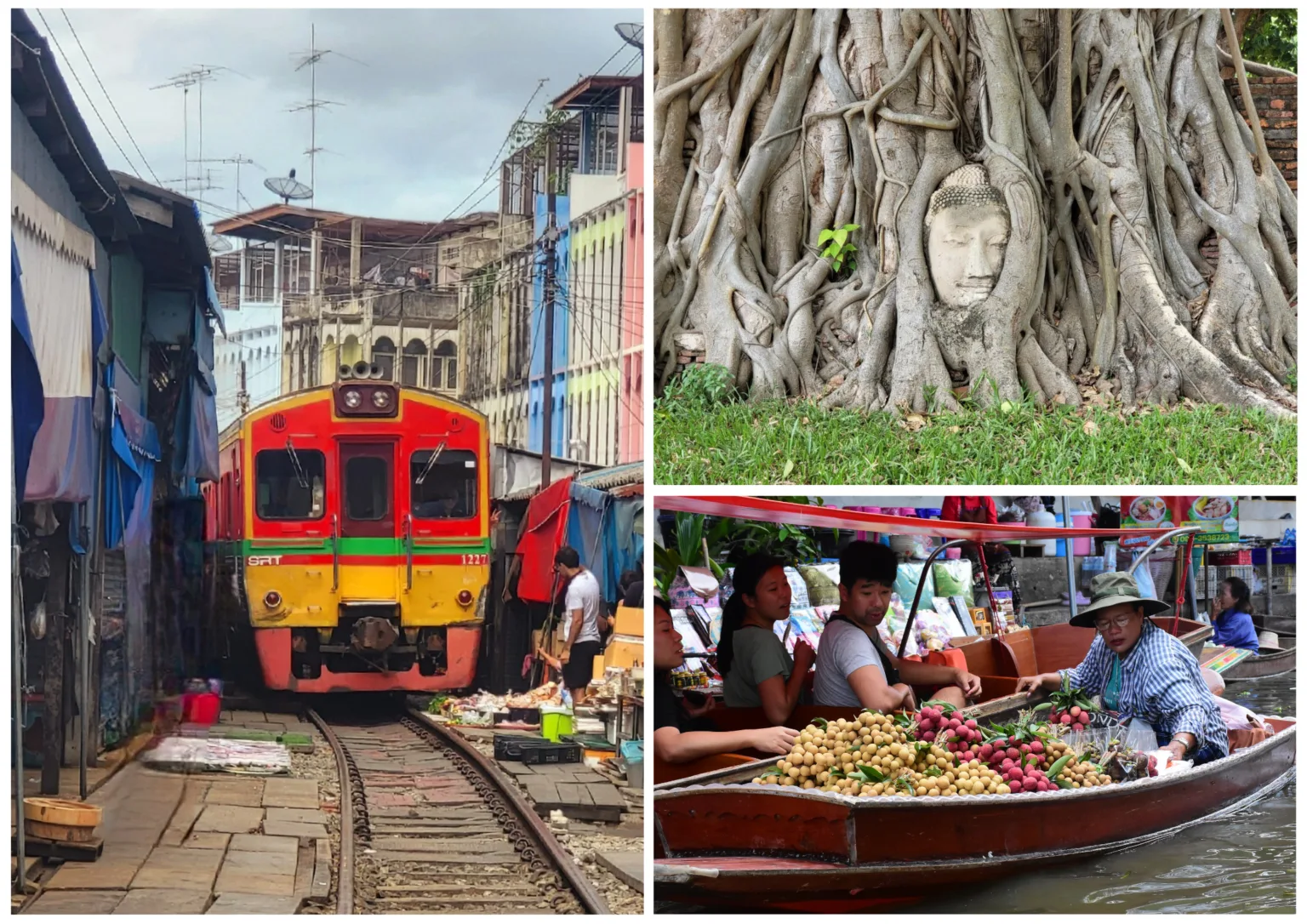 Maeklong Railway Market Damnoen Saduak Floating Market and Ayutthaya